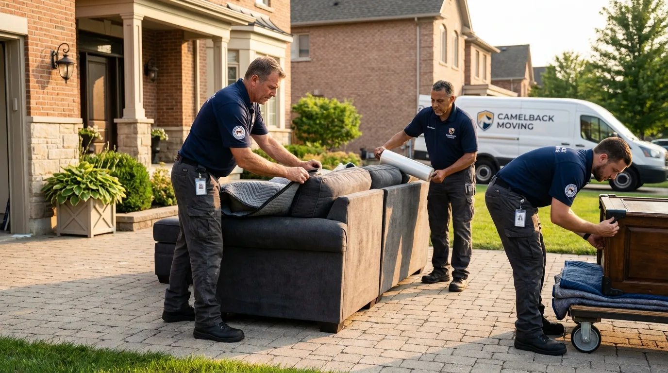 Large estate moving crew wrapping furniture in Newburgh, NY
